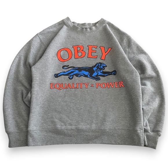 Obey “Equality & Power” Crewneck Pullover — Gray (Size Small) - Picture 1 of 6
